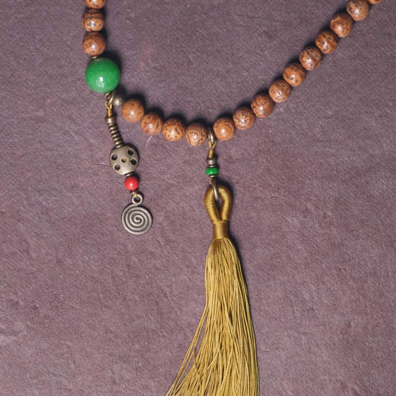 Mythstone 108 Mala Beads Bodhi Seed Wisdom Peace Tassel Bracelet