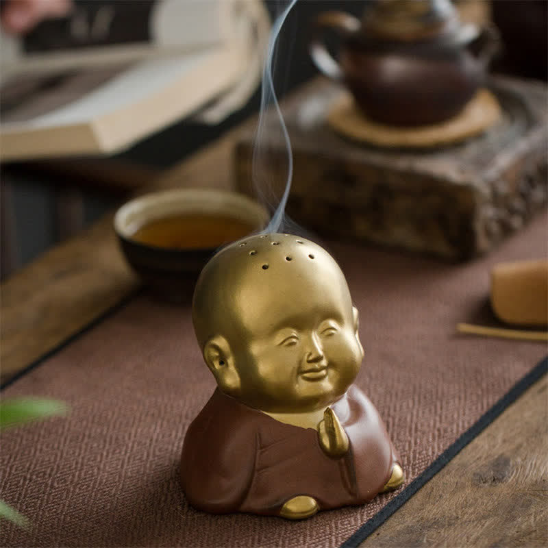 Mythstone Little Buddha Laughing Buddha Ceramic Healing Incense Burner