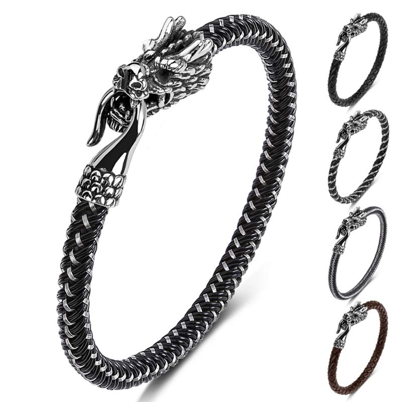 Mythstone Dragon Titanium Steel Protection Luck Bracelet