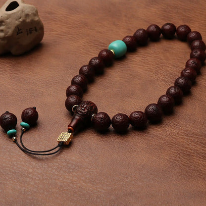 Mythstone Tibetan Bodhi Seed Agate Bead Luck Wealth Tassel Charm Wrist Mala