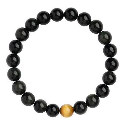 Pulsera de amor positivo con obsidiana arcoíris y ojo de tigre natural Mythstone