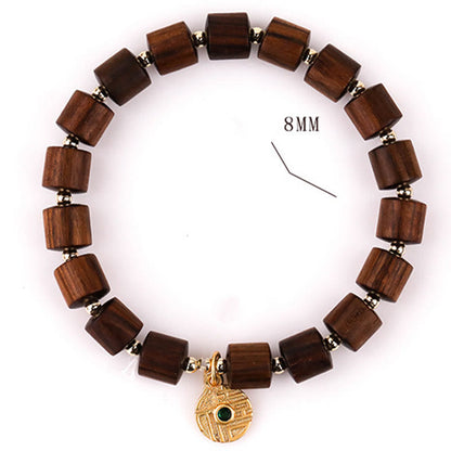 Mythstone Natural Rosewood Barrel Beads Warmth Bracelet