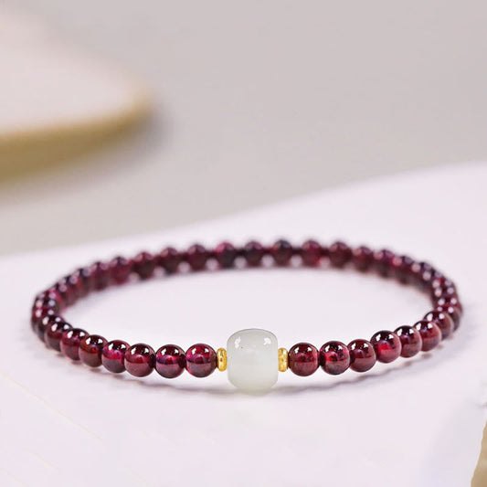 Mythstone Natural Garnet Jade Bead Purification Bracelet