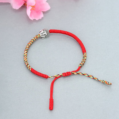 Mythstone Handmade Colorful King Kong Knot Buddha Serenity String Bracelet