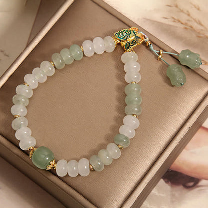 Pulsera de prosperidad con cuentas de ábaco de jade Tianshan natural Mythstone 