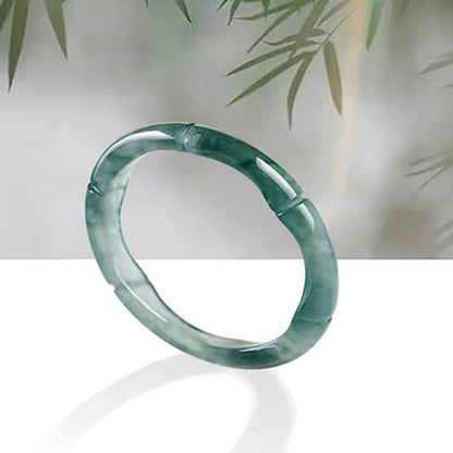 Anillo de prosperidad y abundancia de bambú y jade natural Mythstone 