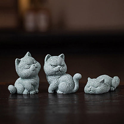 Figura decorativa de escritorio para mascota de té con forma de gato pequeño de Mythstone 