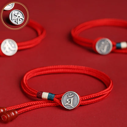 Mythstone 925 Sterling Silver Chinese Zodiac Luck Braided Red String Double Layer Bracelet