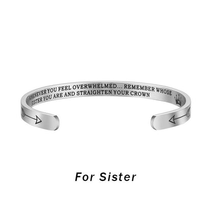 Mythstone Inspirational Bracelets Personalized Gift for Her Him Engraved Mantra Cuff Bangle Crown Jewelry