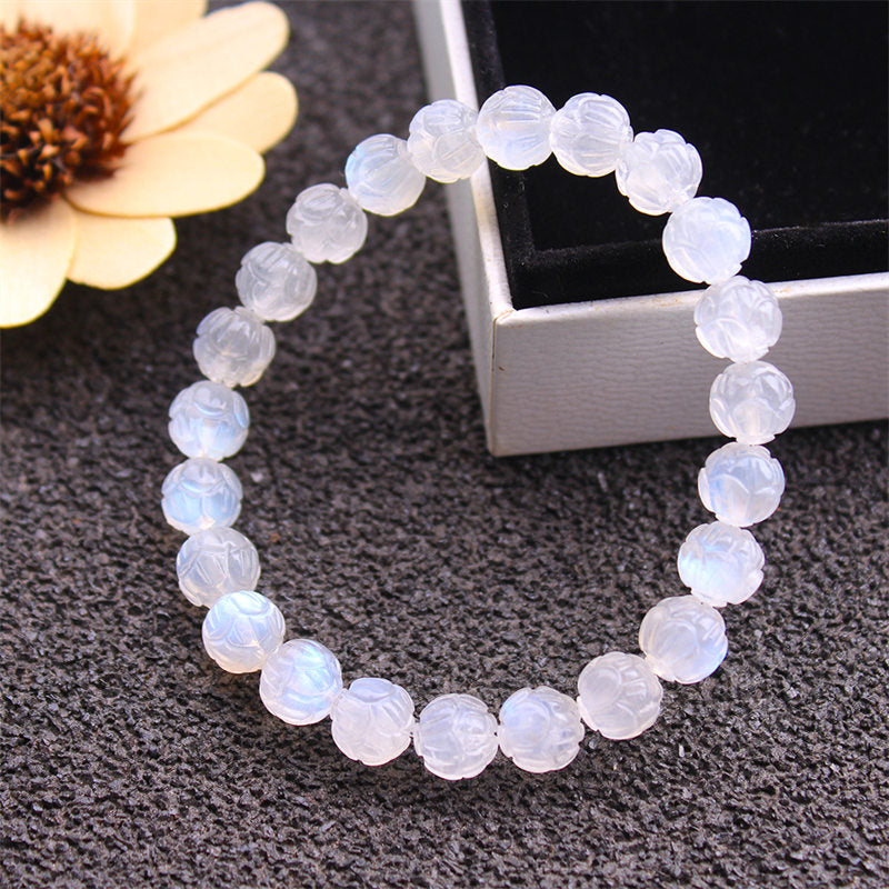 Mytthstone Natural Moonstone Lotus Love Bracelet