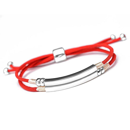 Mythstone 925 Sterling Silver Red String Layered Braid Bracelet