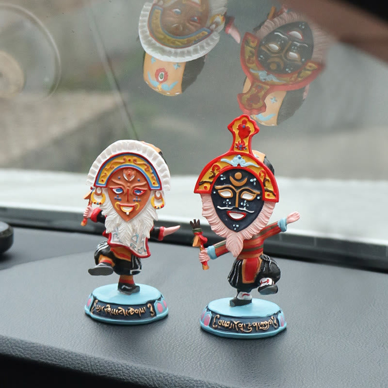 Mythstone Tibetan Opera Face Mask Puppet Home Office Car Decoration Ornament