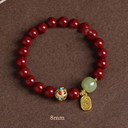 Mythstone Cinnabar Green Aventurine Fortune Protection Charm Bracelet