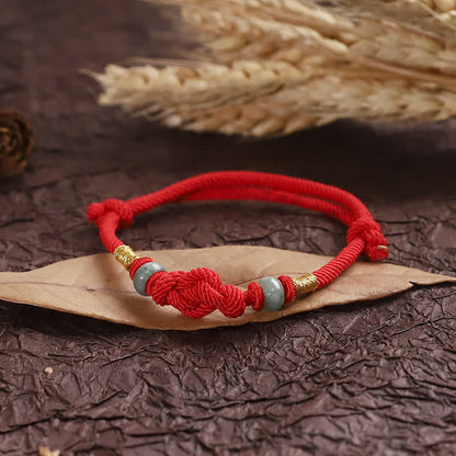 Mythstone Red String Jade Luck Fortune Knot Braided Couple Bracelet