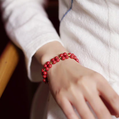 Mythstone Natural Cinnabar Beaded Blessing Bracelet