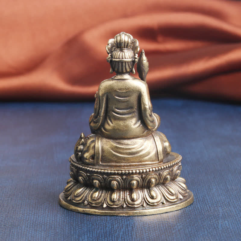 Estatua decorativa de cobre del Bodhisattva Serenity de Manjusri, piedra mítica