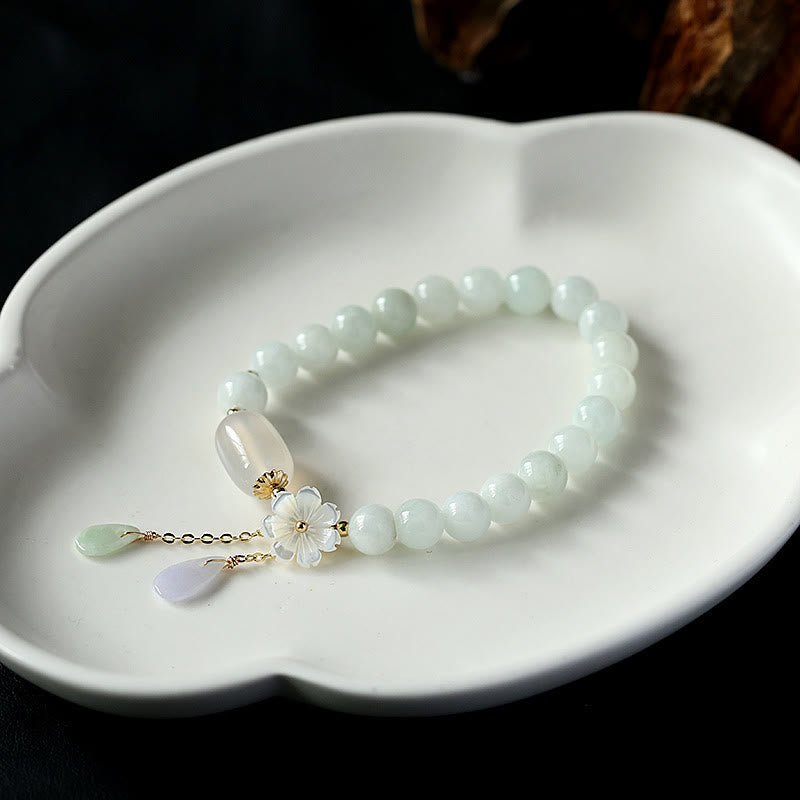 MythStone Natural White Jade Luck Bracelet