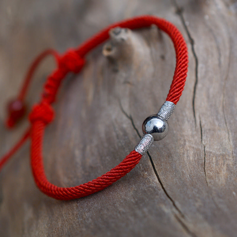 Mythstone 925 Sterling Silver Lucky Bead Protection Red String Bracelet