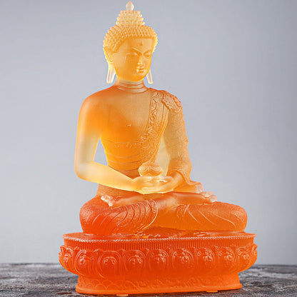 Mythstone Buddha Handmade Figurine Liuli Art Piece Serenity Statue Home Offering Decoration