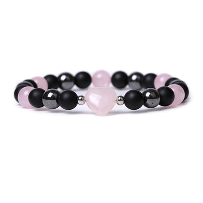 Pulsera de protección con corazón de amor y cristal de ojo de tigre y ónix negro Mythstone 