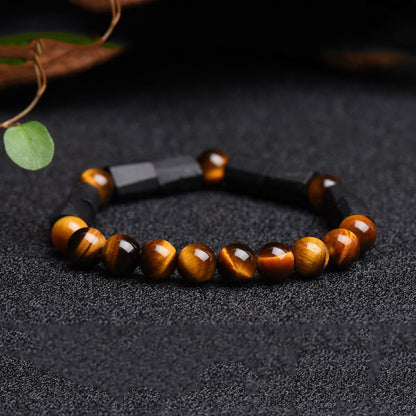 Mythstone Natural Black Tourmaline Tiger Eye Positive Bracelet