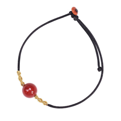 Mythstone Natural Red Agate Chalcedony Self-acceptance Confidence String Bead Bracelet Necklace Pendant