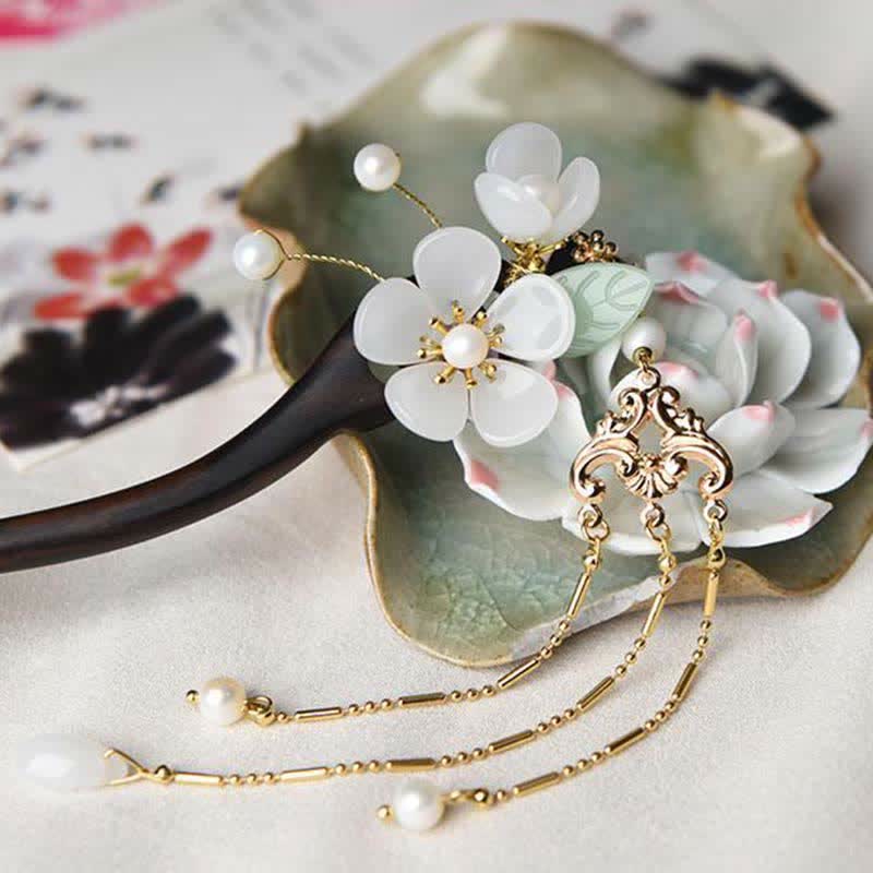 Mythstone Ebony Flower Protection Blessing Hairpin Decorations