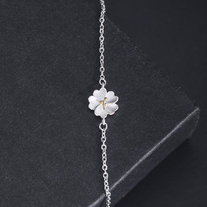 Mythstone 925 Sterling Silver Cherry Blossom Blessing Chain Bracelet