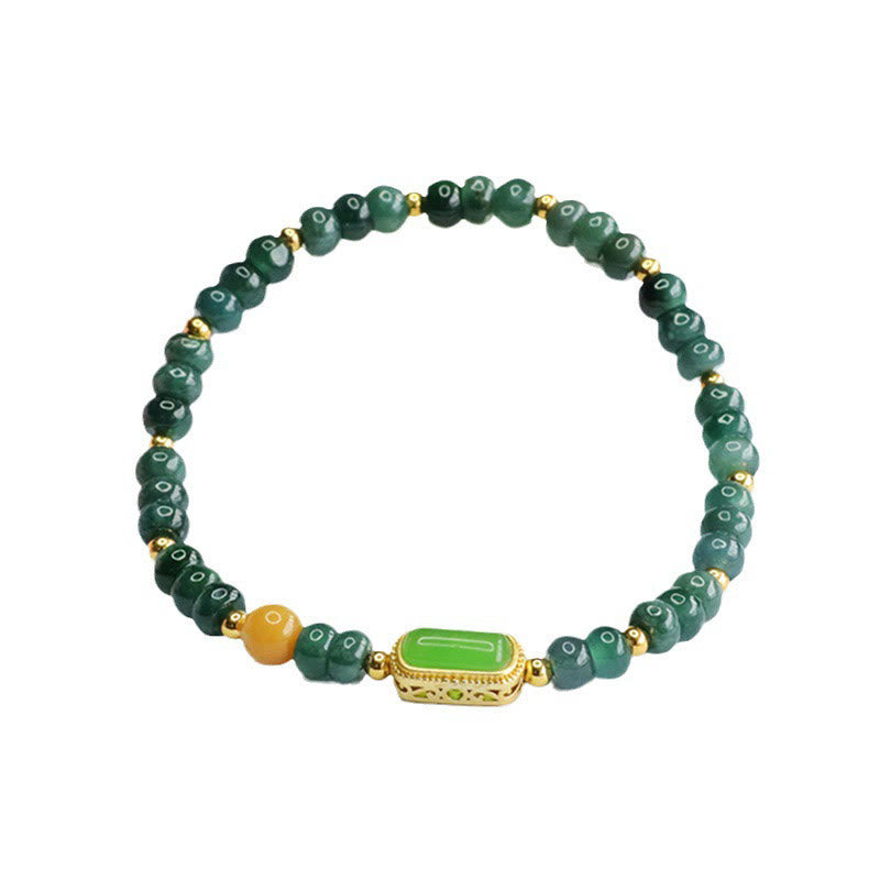 Pulsera de la suerte con topacio y jade verde natural Mythstone