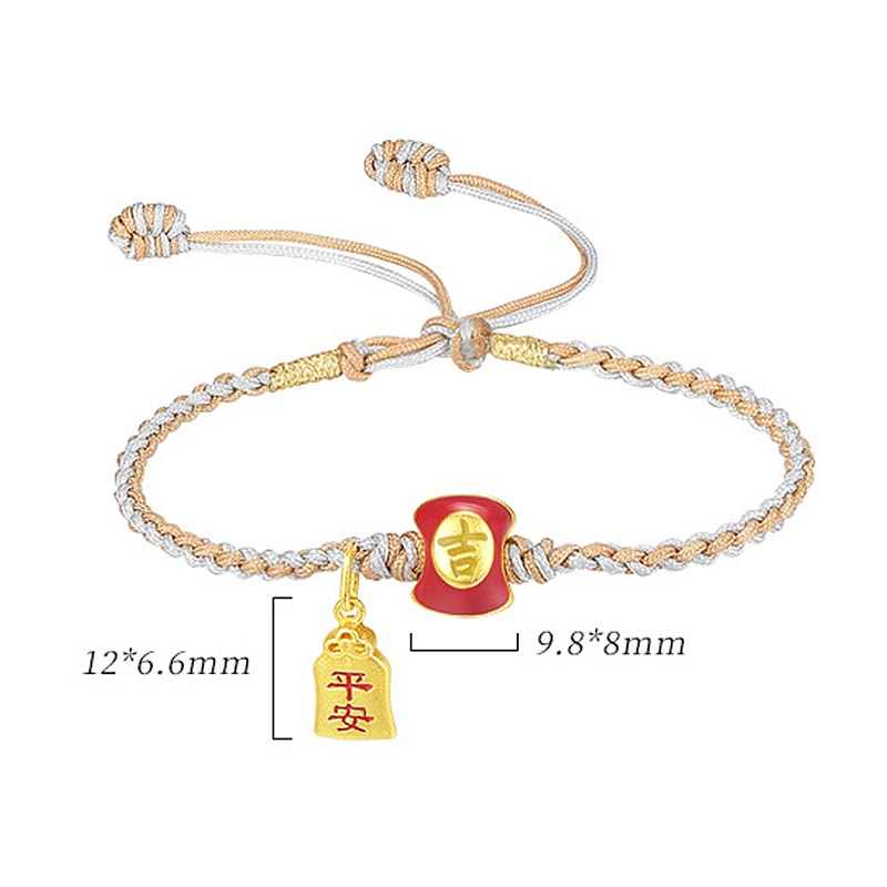 Mythstone 925 Sterling Silver Handmade Auspicious Chinese Character Blessing Braided String Bracelet