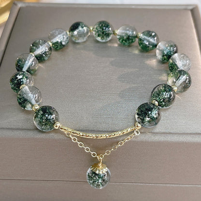 Pulsera con dije de confianza de cristal fantasma verde de MythStone 