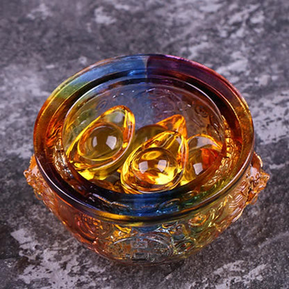 Mythstone Handmade Liuli Crystal Treasure Bowl Art Piece Home Decoration