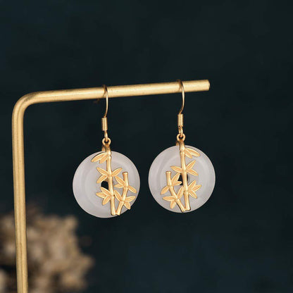 Mythstone FengShui White Jade Fortune Earrings