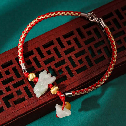 Pulsera de hilo rojo de jade y prosperidad del zodíaco chino Mythstone