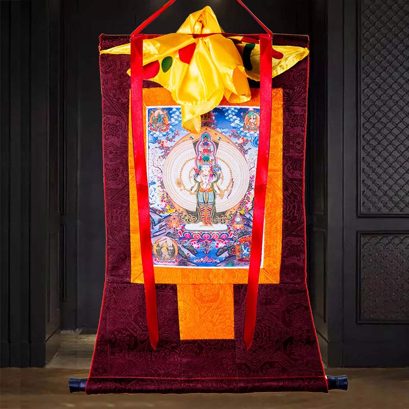 Mythstone Tibetan Thousand-handed Avalokitesvara Framed Thangka Blessing Decoration