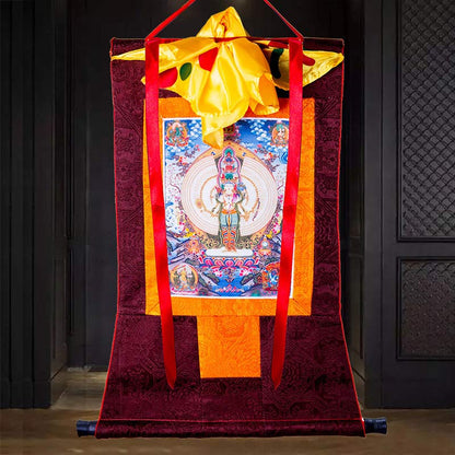 Mythstone Tibetan Thousand-handed Avalokitesvara Framed Thangka Blessing Decoration