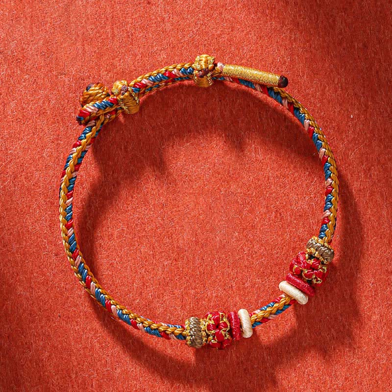 Mythstone Handmade Dunhuang Color Luck Braid String Bracelet