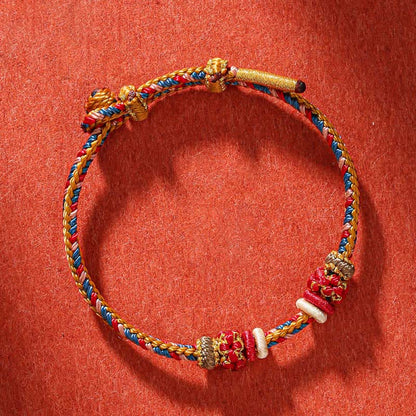 Mythstone Handmade Dunhuang Color Luck Braid String Bracelet