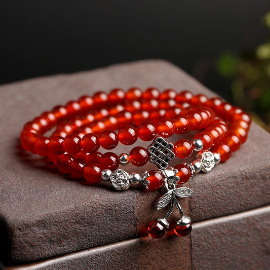 Pulsera y collar de bendición con cuentas de ágata roja natural Mythstone 