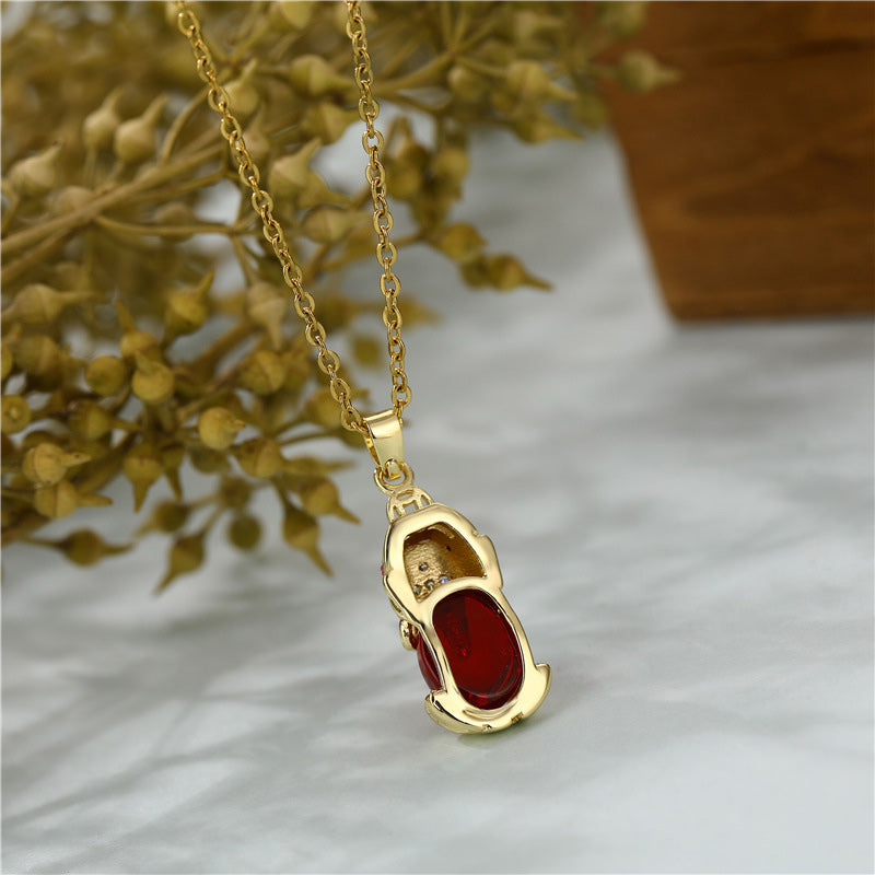 Mythstone Natural Garnet Pixiu Fortune Necklace