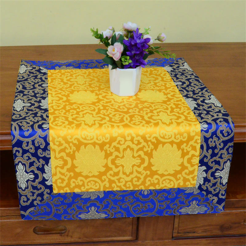 Mythstone Brocade Prayer Altar Flower Vajra Dragon Pattern Auspicious Symbols Table Runner