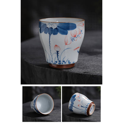 Mythstone Lotus Flower Leaf Bamboo Ceramic Teacup Kung Fu Tea Cups