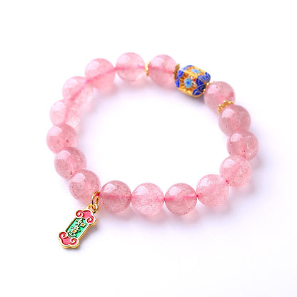 Mythstone Strawberry Quartz Positive Ruyi Charm Bracelet