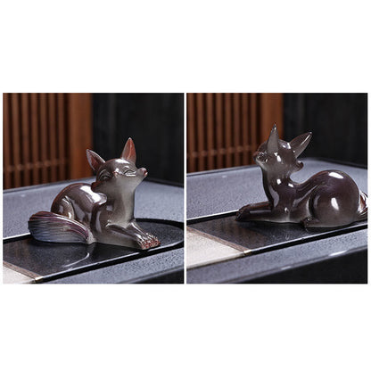 Mythstone Color Changing Small Cute Fox Tea Pet Resin Home Figurine Decoration