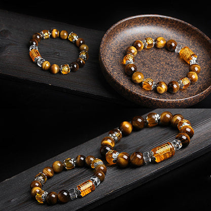 MythStone Tiger Eye Bead Fortune Prosperity Bracelet