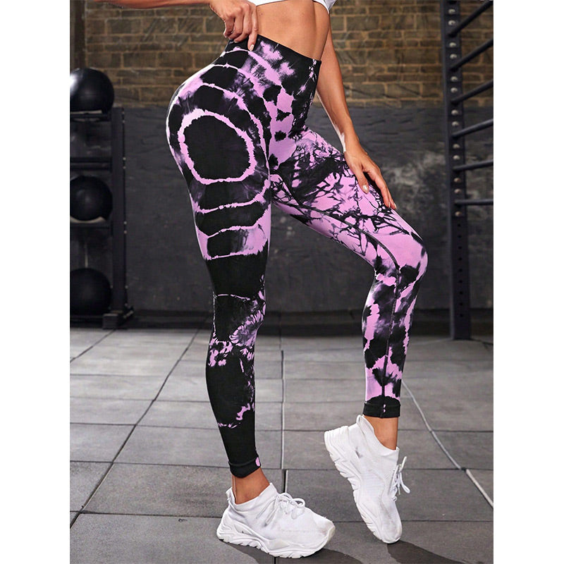 Mythstone Tie Dye Print Pants Sports Fitness Yoga High Waist Leggings Women's Yoga Pants