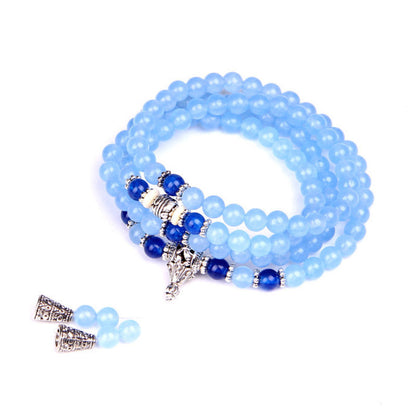 Mythstone 108 Beads Blue Crystal Healing Bracelet Mala