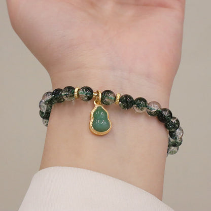 Pulsera con dije de Buda de calabaza con fantasma verde natural de Mythstone 