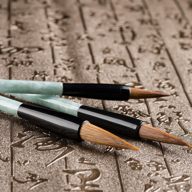 Mythstone Natural Jade Luck Chinese Calligraphy Brush Pen Chinese Writing Brush With Gift Box