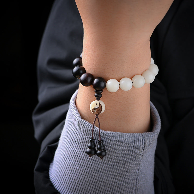 Pulsera decorativa con protección YinYang de ébano y piedra mítica